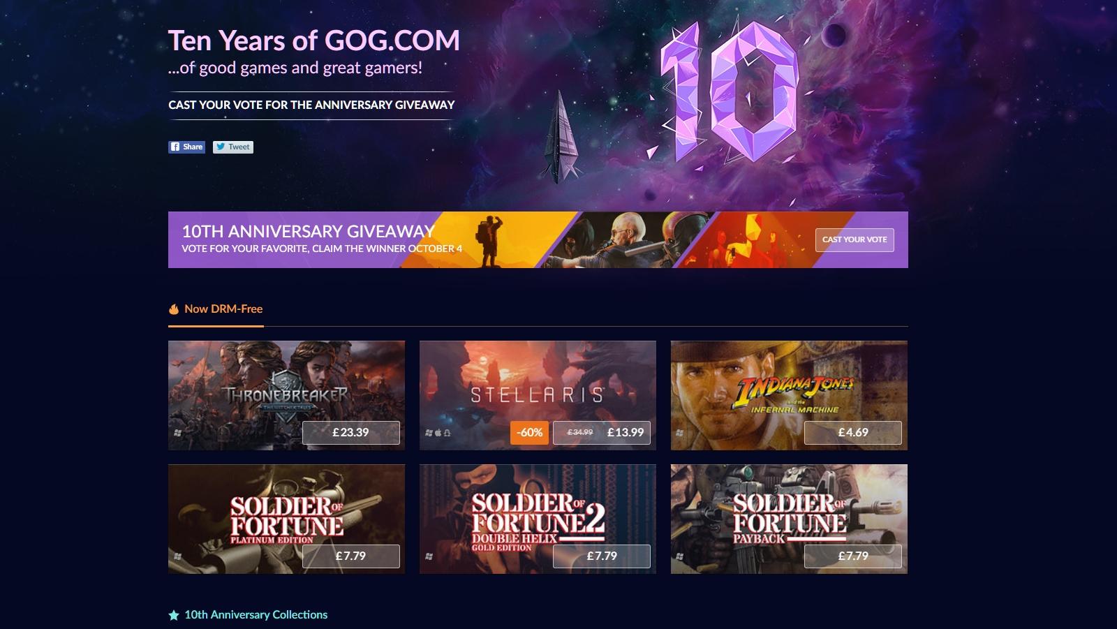 GOG celebrates its tenth anniversary with a makeover, sale and giveaway to vote on
