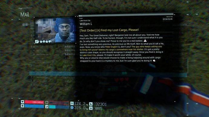 This email outright tells you where the second companion cube is to unlock one of the Half-Life items in Death Stranding.