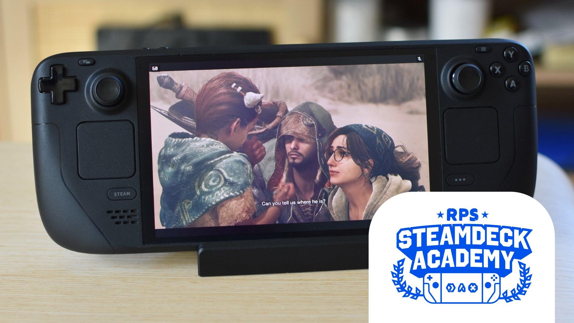 Monster Hunter Wilds running on a Steam Deck via GeForce Now streaming.