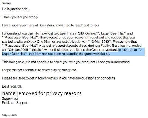 Rockstar говорит, что не выпускала пивную кепку J Lagger