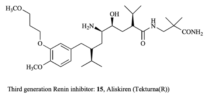 Химическая структура молекулы Алискирена, вошедшей в состав лекарства от артериальной гипертензии