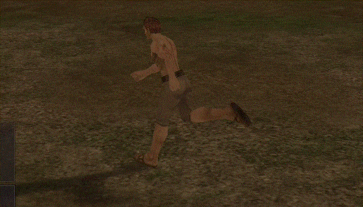 At longer distances, the attack action starts before the character reaches the target.