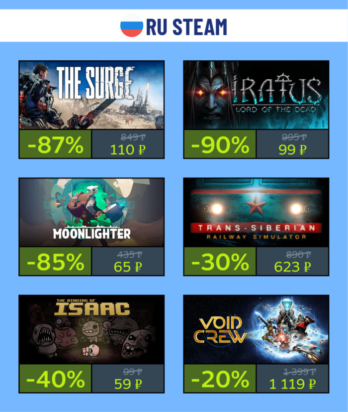 Скидки на выходных в KZ и РФ Steam + промокод на пополнение Steam