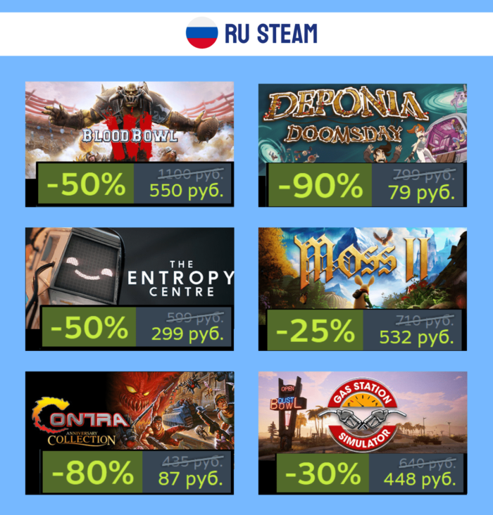 Скидки на выходных в KZ и РФ в Steam + промокод на пополнение