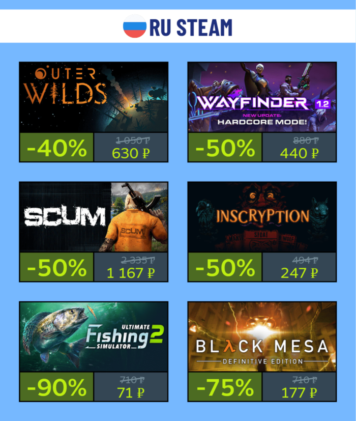 Скидки среди недели в KZ и РФ Steam + промокод на пополнение Steam