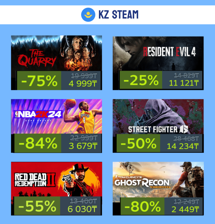 Подборка скидок в РФ и KZ Steam + промокод