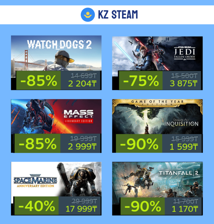 Скидки в РФ и KZ Steam + промокод на пополнение Steam