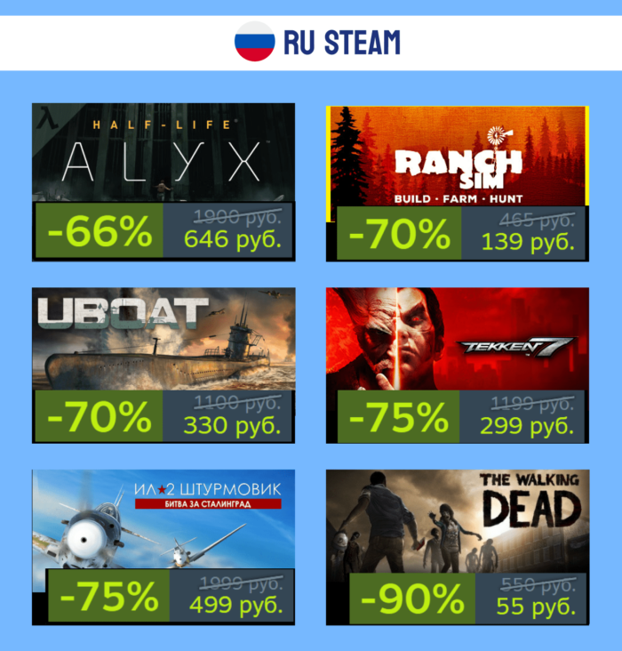 Скидки в РФ и KZ Steam + промокод на пополнение Steam