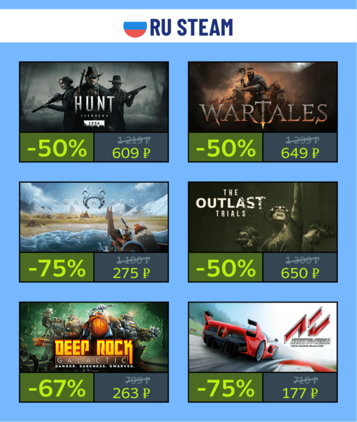 Скидки на выходных в KZ и РФ Steam + промокод на пополнение Steam