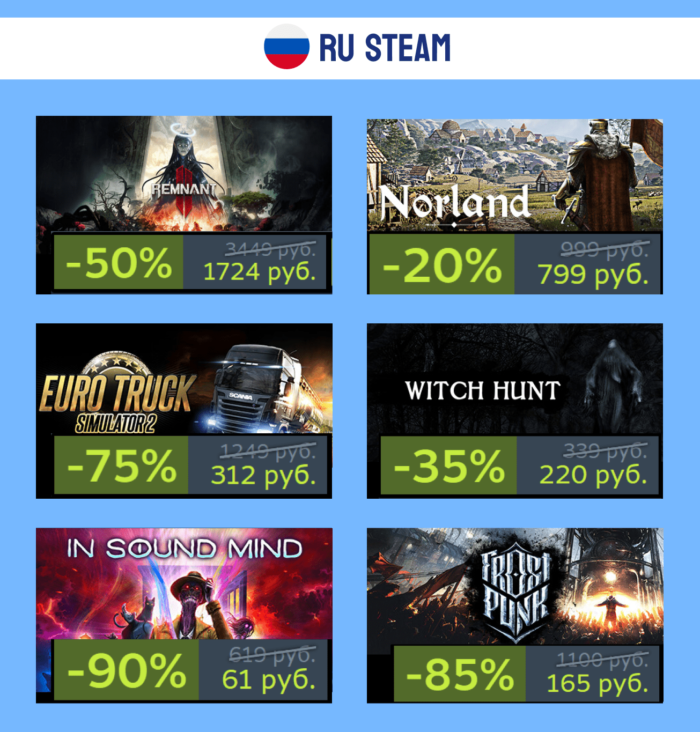 Подборка скидок в РФ и KZ Steam + промокод