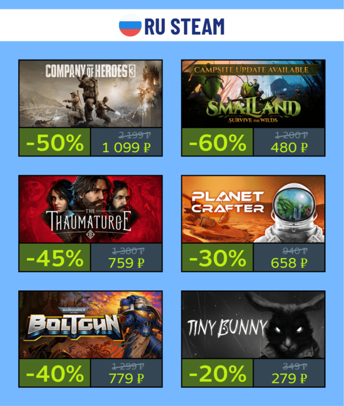Скидки на выходных в KZ и РФ Steam + промокод на пополнение Steam