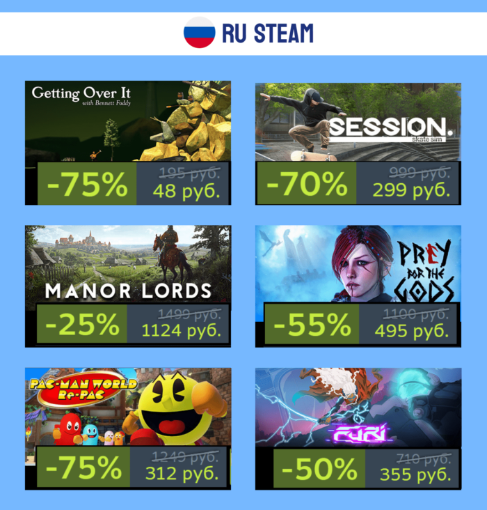Подборка скидок в РФ и KZ Steam + промокод