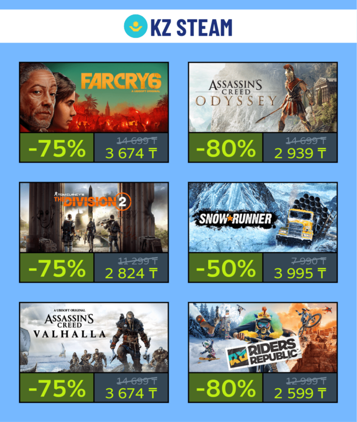 Скидки среди недели в KZ и РФ Steam + промокод на пополнение Steam