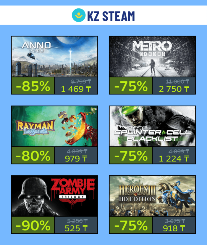 Скидки на выходных в KZ и РФ Steam + промокод на пополнение Steam