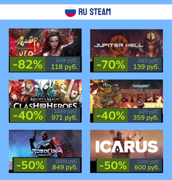 Скидки в РФ и KZ Steam + промокод на пополнение Steam
