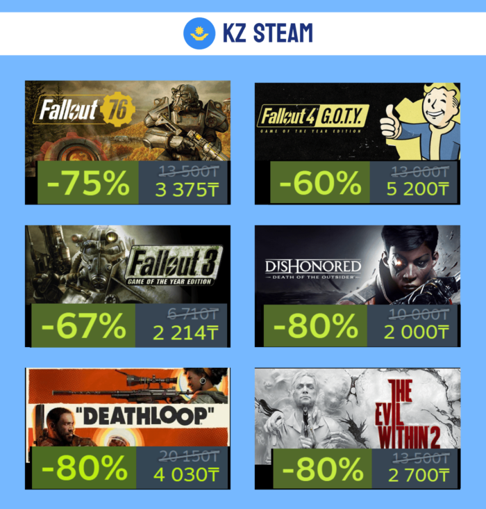 Скидки на выходных в KZ и РФ в Steam + промокод на пополнение