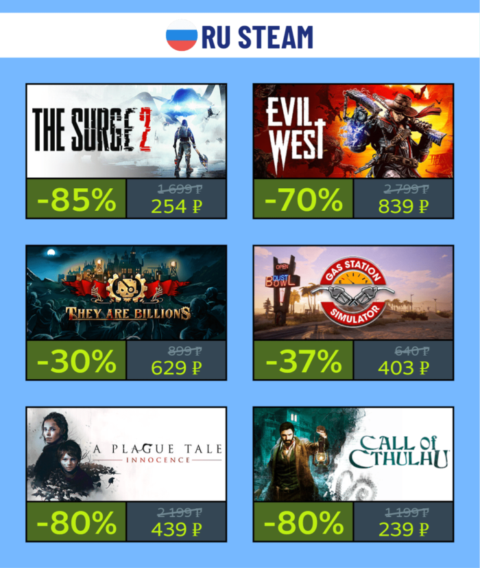 Скидки на выходных в KZ и РФ Steam + промокод на пополнение Steam