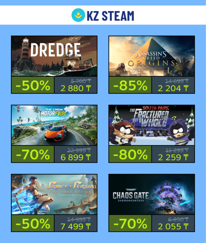 Скидки среди недели в KZ и РФ Steam + промокод на пополнение Steam