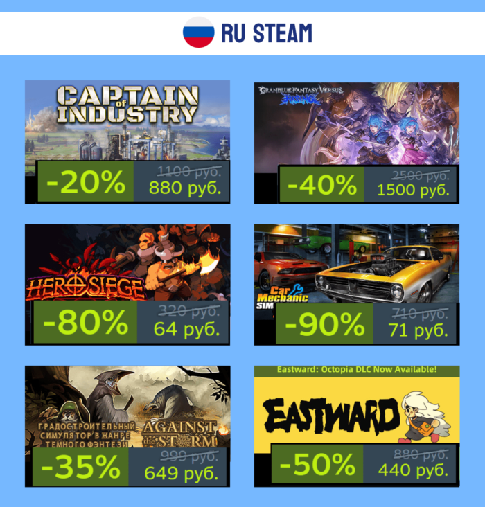 Подборка скидок в РФ и KZ Steam + промокод